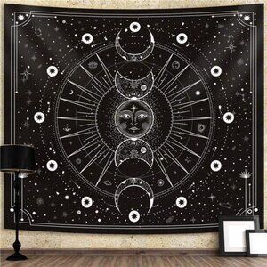 Space Tapestry Wall Hanging Sun Moon Stars Space Psychedelic Tapestries Wall